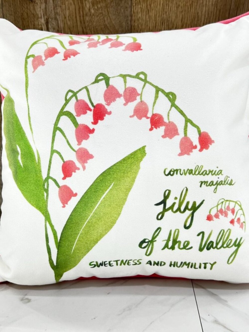 Throw Pillow Flowers Lilly of the Valley 16x16" Spring Farmhouse Overstuffed